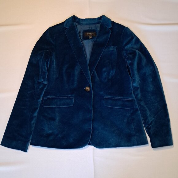 Talbots Velvet Blue Blazer Jacket Petite Coat Womens Size 2P - Picture 1 of 13
